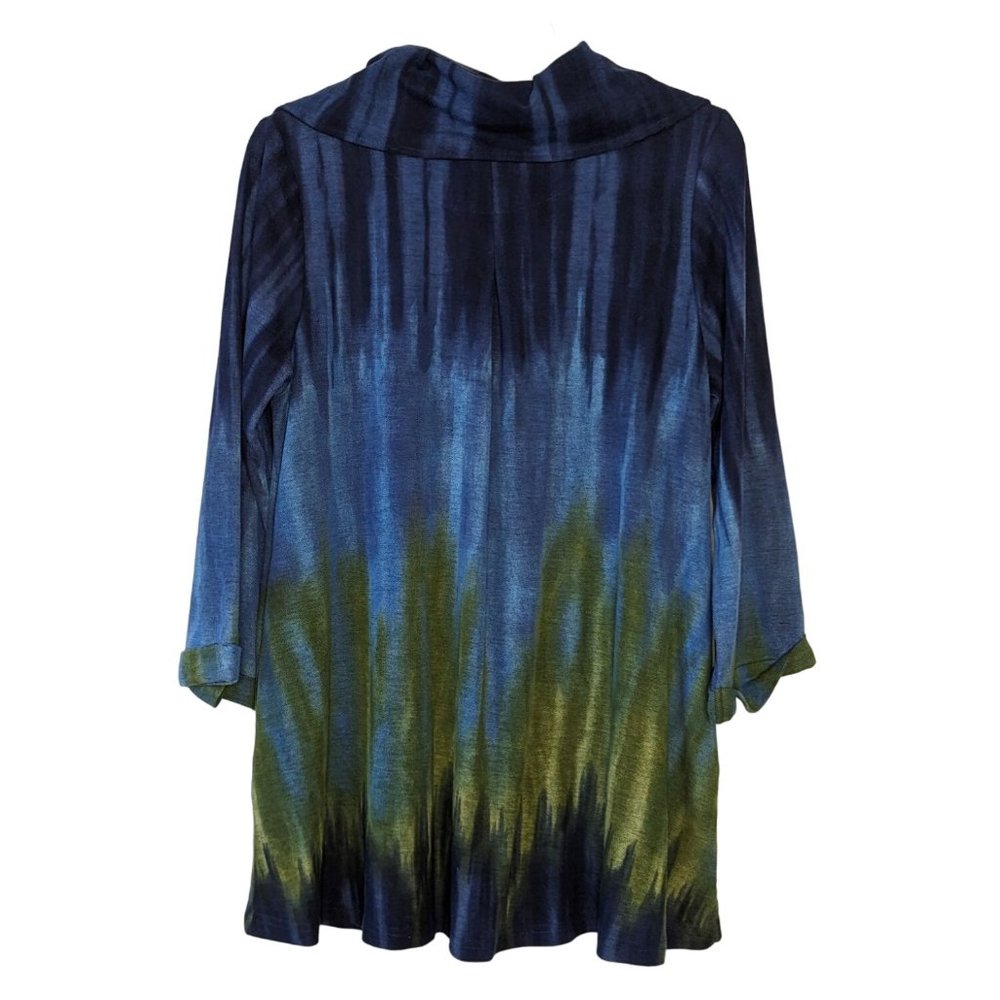 Parsley & Sage blue‎ green tie dyed 3/4" sleeve Bohemian snap buttons Tunic S - Picture 6 of 6